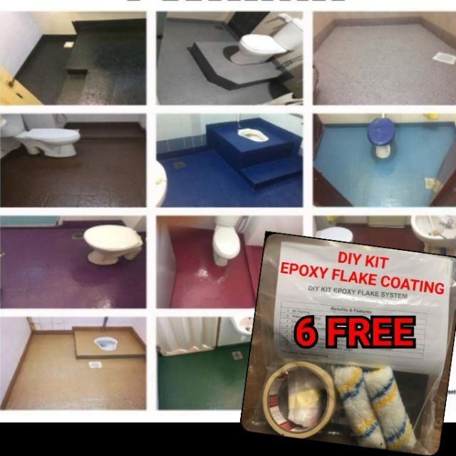 Diy Epoxy Flake Coating Epoxy Lantai Tandas Waterproofing For Toilet Cat Lantai Shopee Malaysia