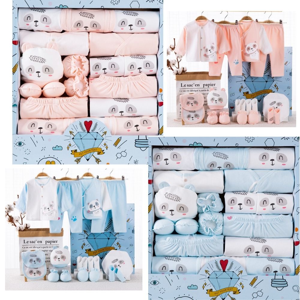 100% Cotton Newborn Baby Gift Set 18 Piece Set Baby Clothing Gift Box Hamper Baby Hadiah Newborn GB002