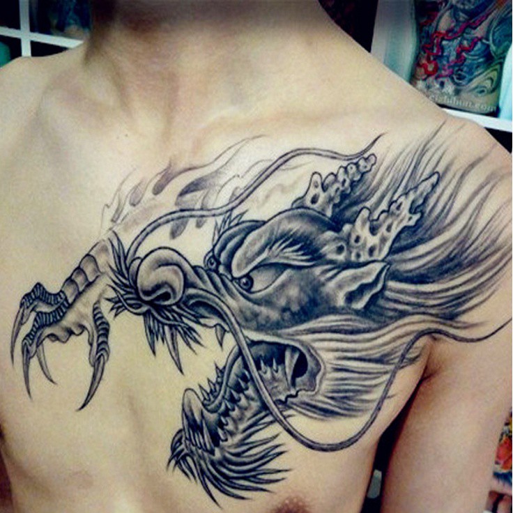 New Temporary Tattoo Large 3D Dragon Head Waterproof Removable Arm ...