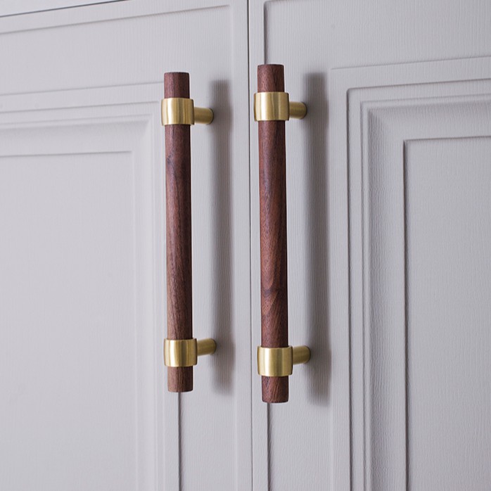 Natural wood + brass T bar Door Handles American style Furniture ...