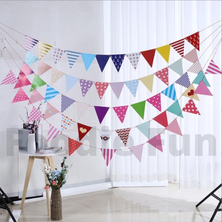 Colorful triangle flags banner for party decoration kids happy birthday