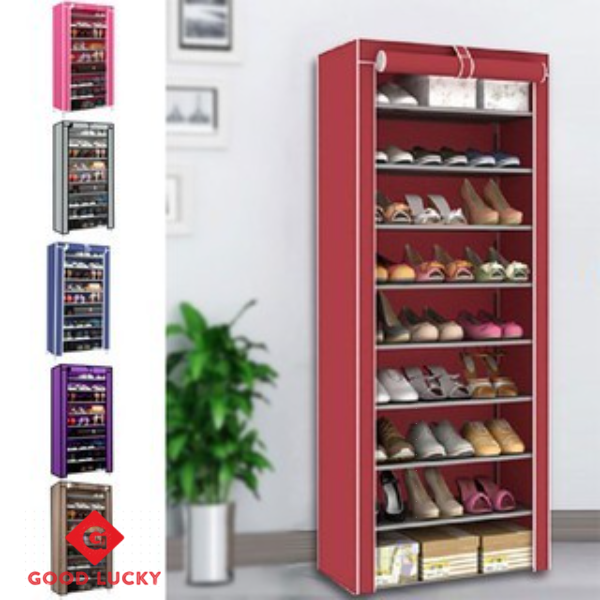 SF_FREEGIFTXG10 10 Tier Shoe Rack Dust Cover Shoe Shopee