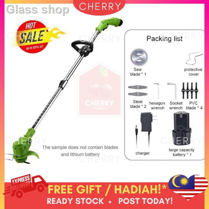 ♠✁☊🍒CHERRY🍒 Electric Grass Trimmer Cutter Cordless Pruning Garden Tools Mesin Potong Rumput Chargeable Lawn Mower
