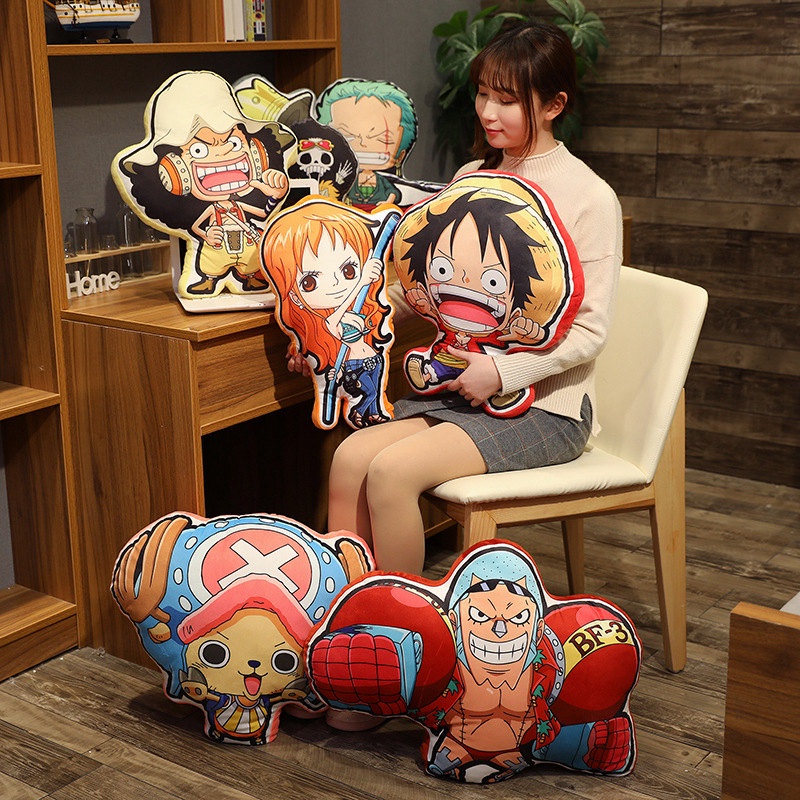 ONE PIECE Throw Pillow Cute Anime Luffy Zoro Nami Chopper Plush Toy Soft Comfortable Back Cushion Home Decor Gifts