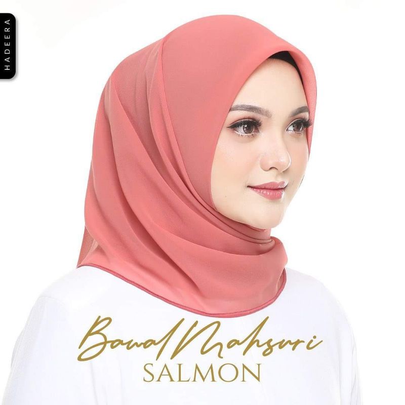 [BAWAL MAHSURI BIDANG 48] SALMON Bawal Plain Salmon Tudung Bawal Kosong Warna Oren Salmon Tudung Plain Chiffon