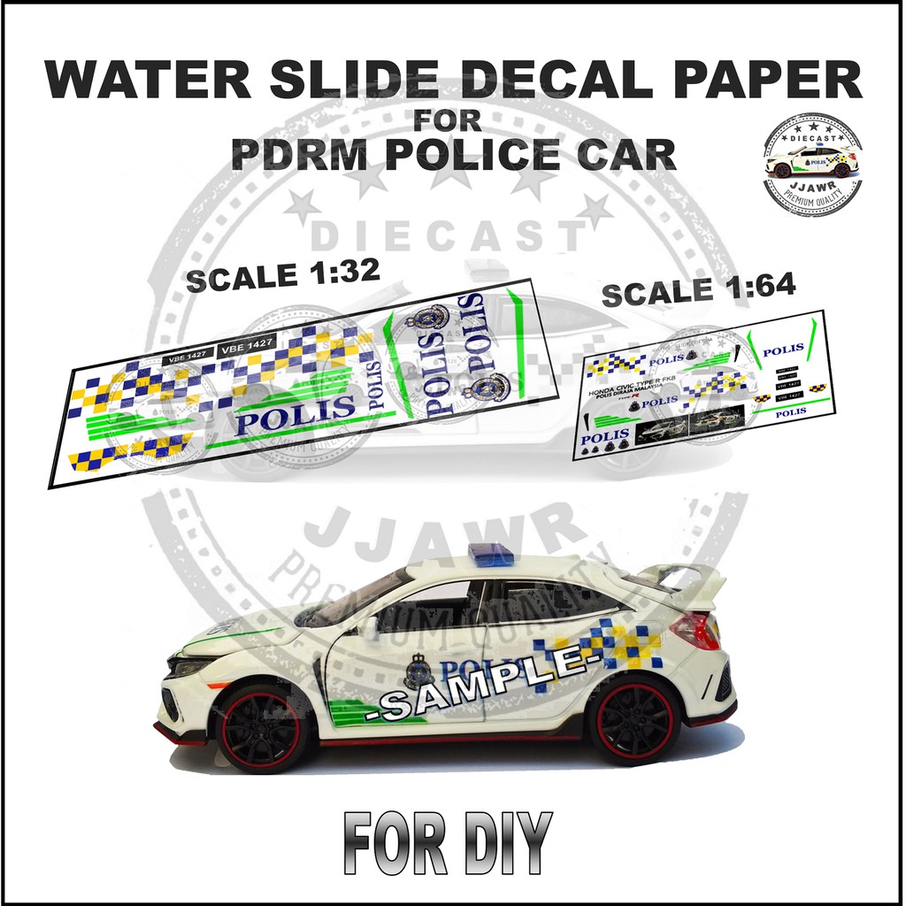 1 32 1 64 Water Slide Decal Paper Of Pdrm Police Car Livery For Diy Shopee Malaysia