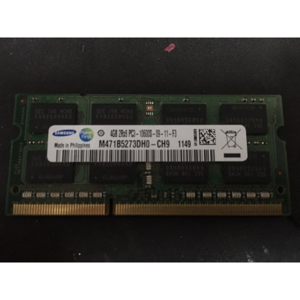 Samsung M471B5273DH0-CH9 SODIMM 4GB DDR3 1333MHz PC3-10600 Laptop RAM ...