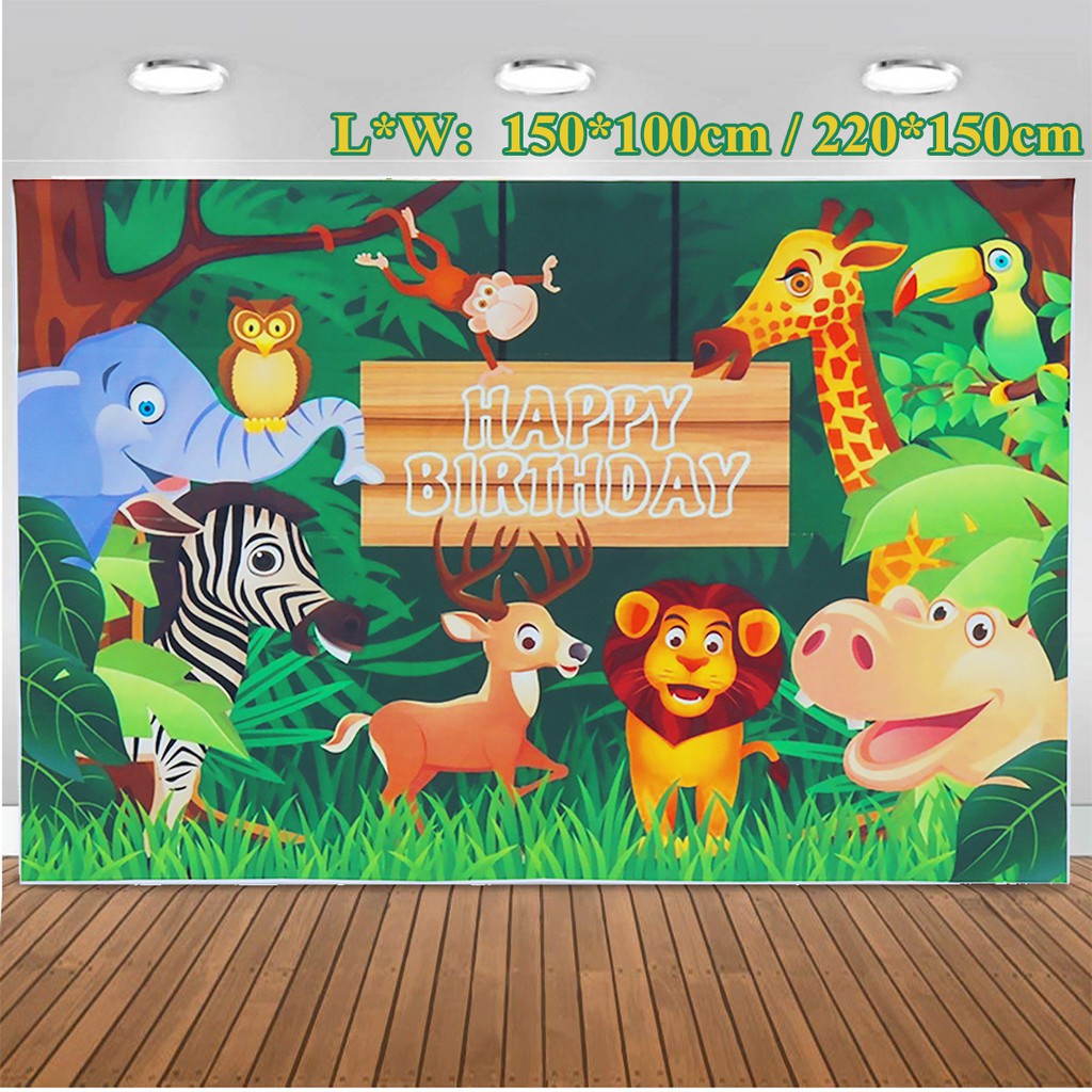 Jungle Safari Themed Birthday Banner Background Photography Birthday Party  | Shopee Malaysia