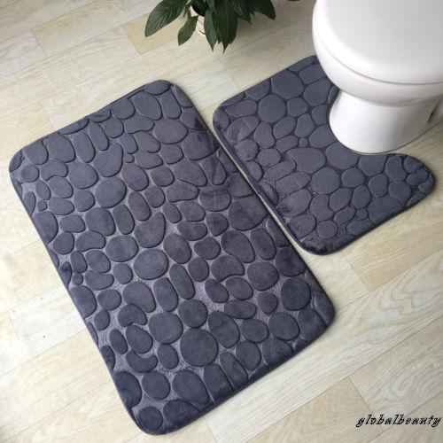 Ty New Pebbles Memory Foam Bath Pedestal Mat Sets Non Slip