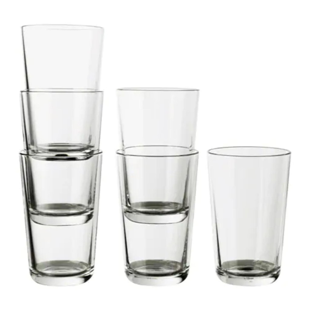 Set Of 6 Ikea Stackable Clear Drinking Glass Gelas Kaca Minum 045l Shopee Malaysia 4081