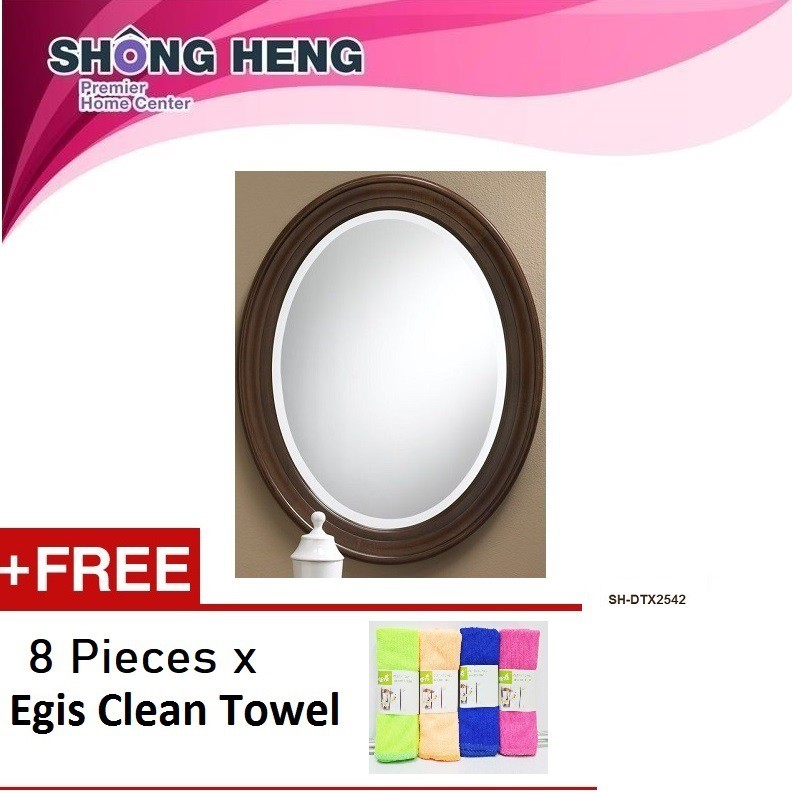 [FREE DELIVERY][BUY 1 GET 2] Solid Wood Oval Frame Wall Mirror SH DTX2542