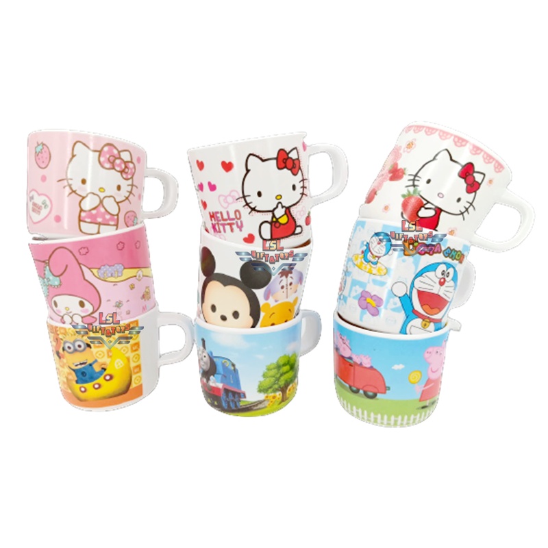 [H-369] LSL GIFTS Cartoon KT Melody Doreamon Melamine Plastic Small Cup with Handle