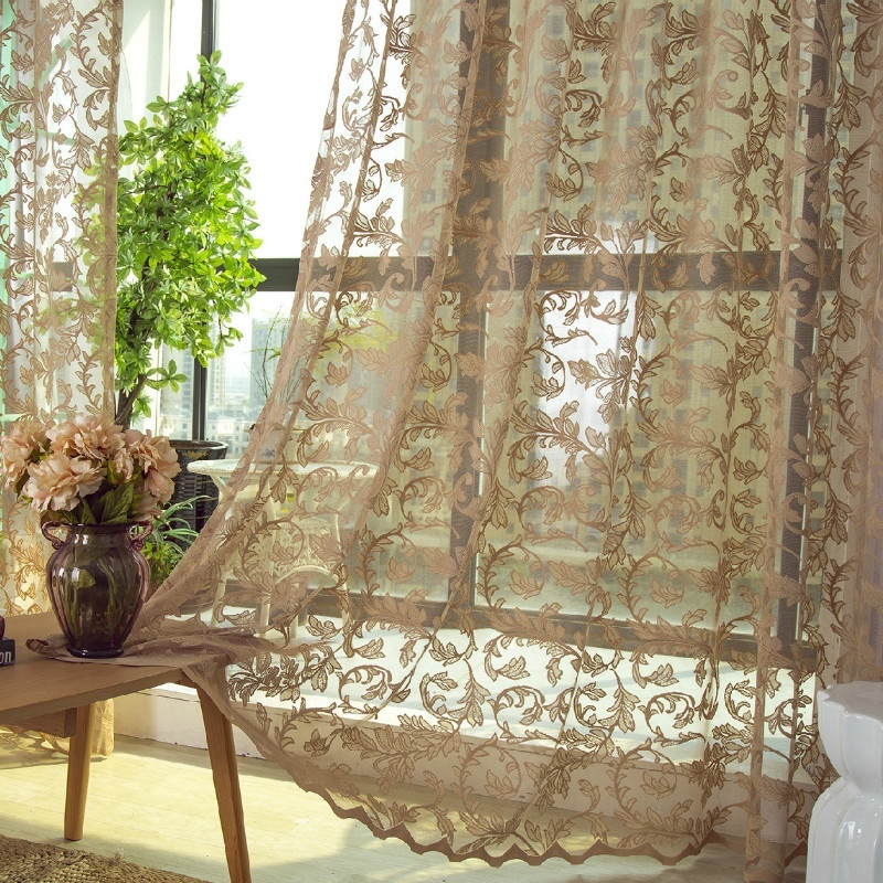 French Country Curtain Fabric Crochet Lace Cutwork Tulle Drape