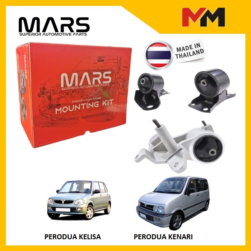 ORIGINAL MARS ENGINE MOUNTING KIT SET PERODUA KELISA KENARI (2 YEAR WARRANTY) MADE IN THAILAND