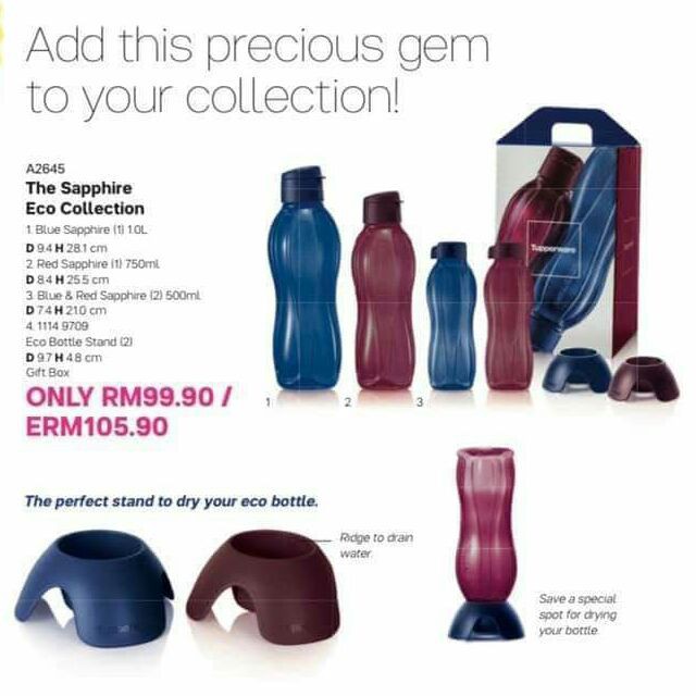 ORIGINAL [LIMITED EDITION] Tupperware Sapphire Eco Bottle Collection