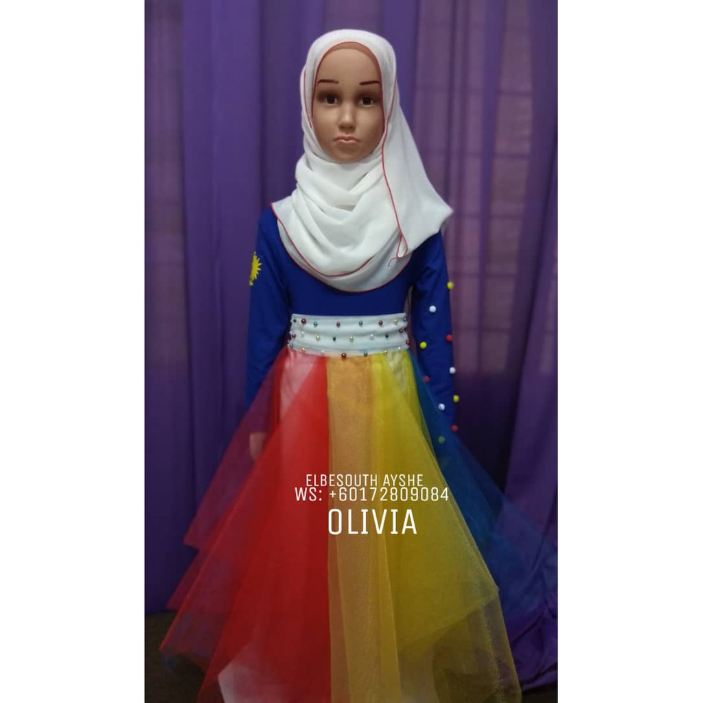  BAJU  MERDEKA BAJU  BENDERA  KANAK2 PEREMPUAN  OLIVIA 