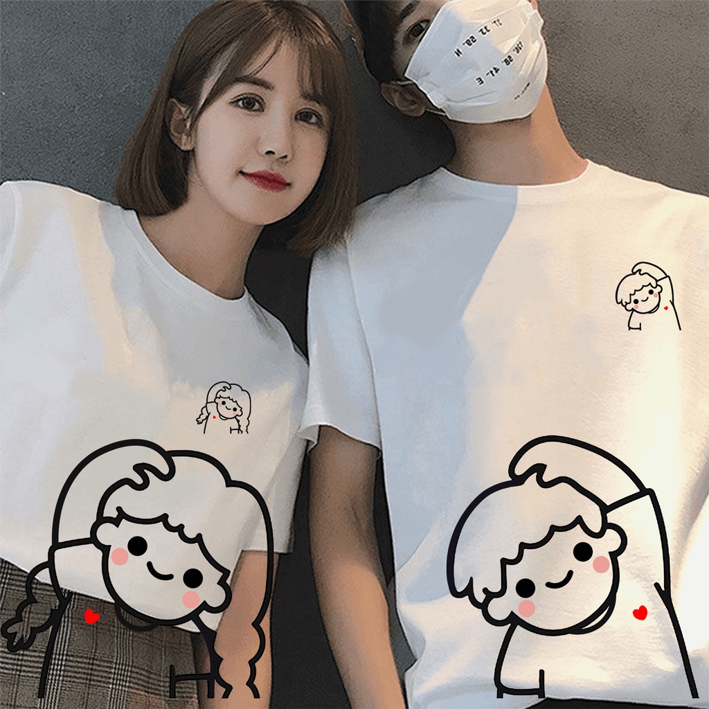 Cute Couple 可爱情侣T恤 Cute Couple Matching Couple Tees Adult Unisex Cotton T-Shirts