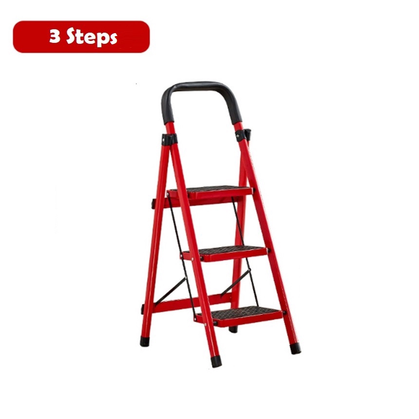 🎁KL STORE✨  3 Steps/4 Steps Folding Ladder Heavy Duty Industrial Lightweight 3/4 Tier Lad