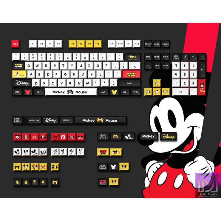 [FREE SHIPPING] PBT Mickey Mouse Keycap 140pcs XDA Full Set Disney