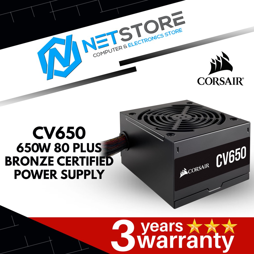 CORSAIR CV650 650W 80 PLUS Bronze Certified ATX Power Supply CP-9020236 ...
