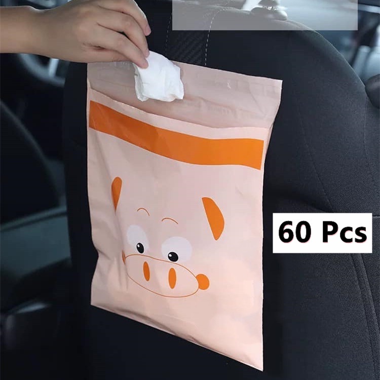 60 PCS Car Rubbish Bag Car Garbage Bag Car Trash Bag Mini Rubbish Bag