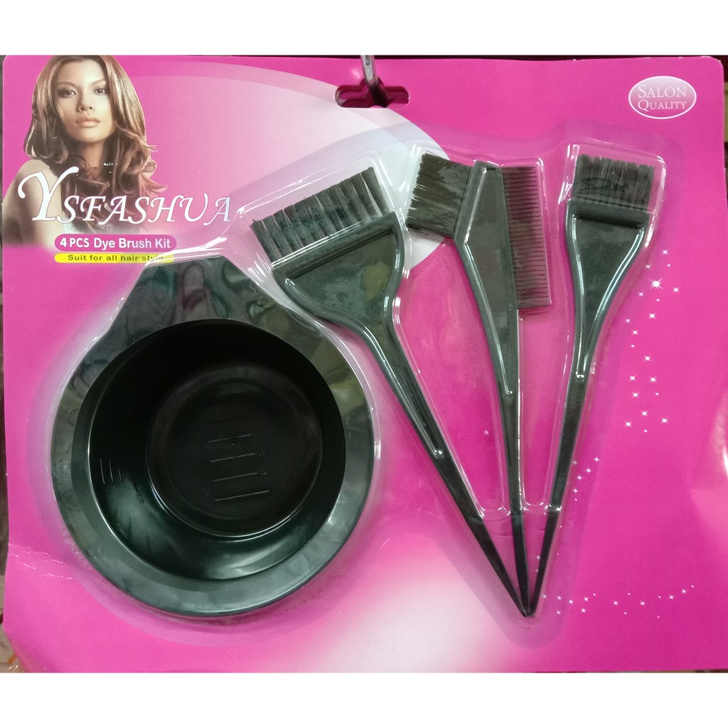 READY STOCK) 4 Pcs Hair Dye Tools Set/Hair Color Dye Bowl Comb Brushes Tool  | Shopee Malaysia