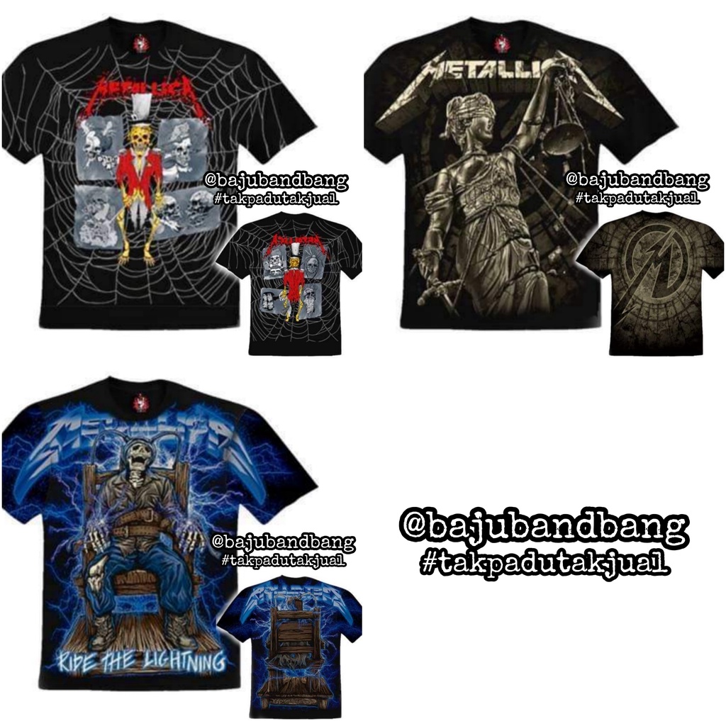 Metallica Overprint OVP Baju Band Tshirt Collection Premium Cotton Puppets Lightning Justice | Hot Rock | Rock Yeah