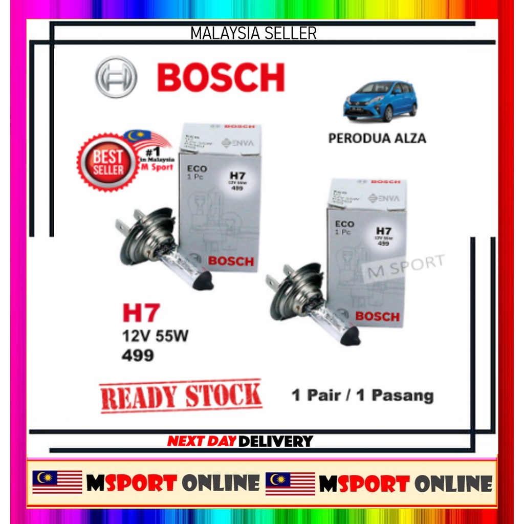 Perodua Alza Headlamp Light Bulb Bosch H7 12 Volt 55 Watt (2 Pcs