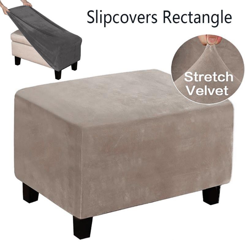 Stretch Footstool Slipcover Rectangle Footrest Protector Ottoman Cover Dustproof 