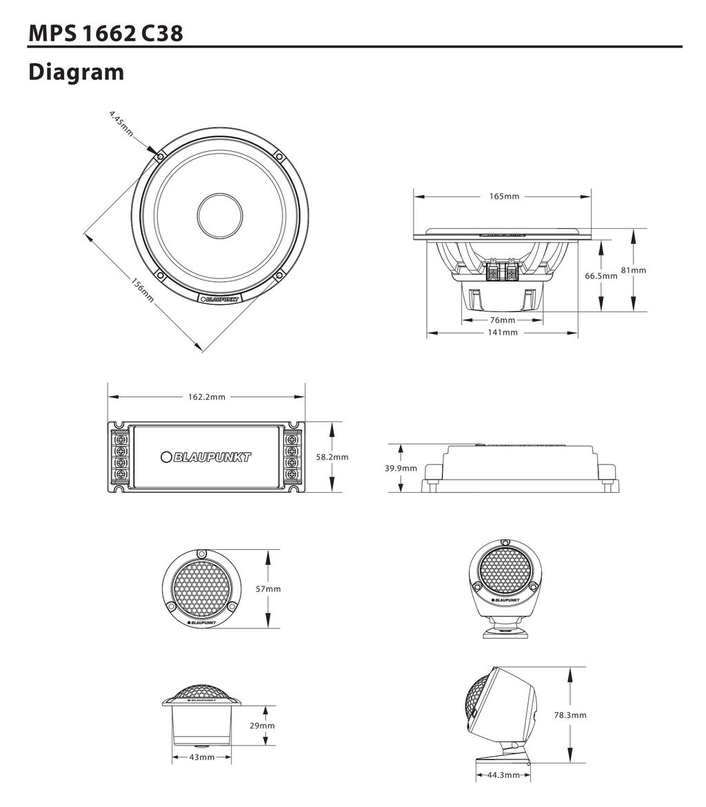 Blaupunkt MPS 1662 C38 2Way Component Speakers Tweeter Car