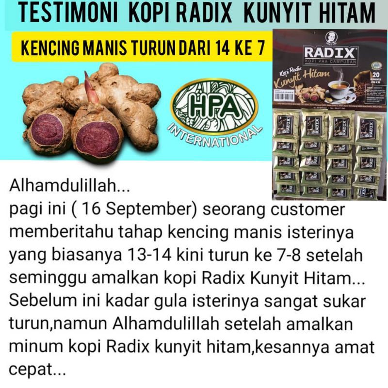 Kopi Radix Kunyit Hitam New Terlaris Black Tumeric Hpa Malaysia