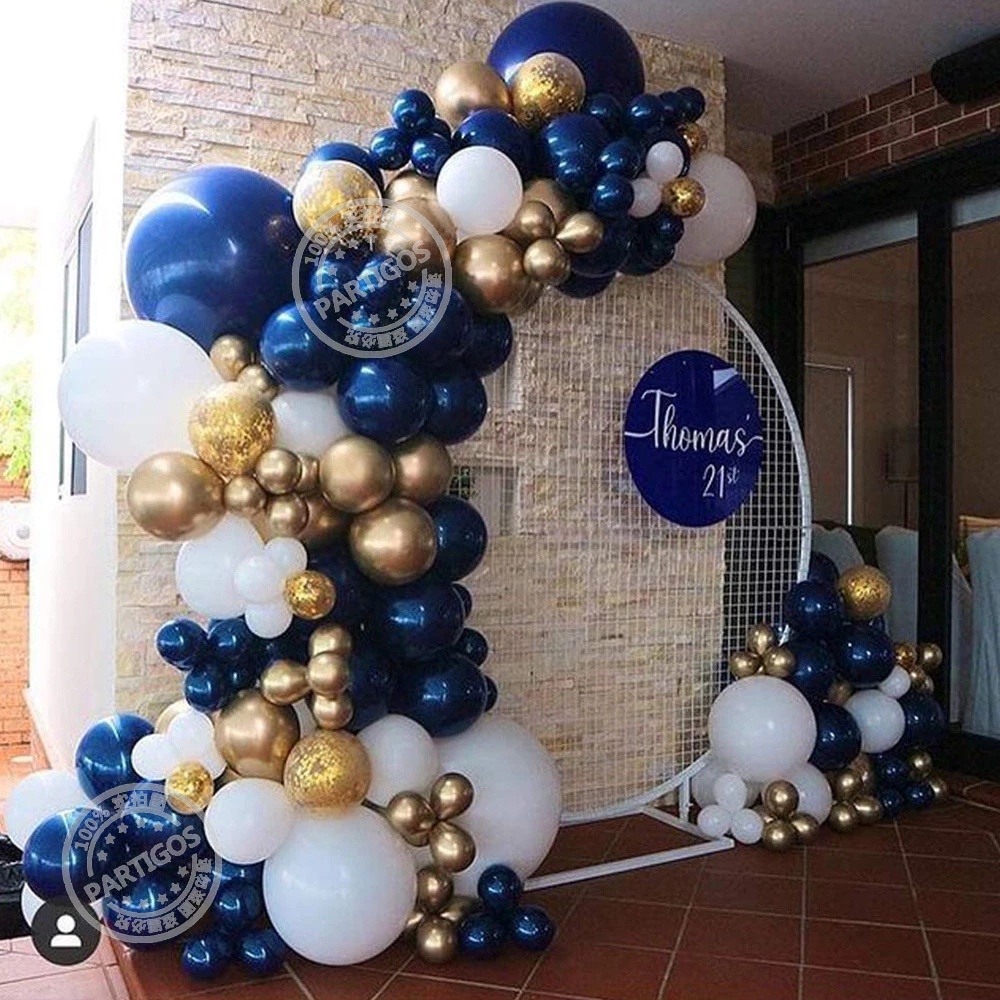 136pcs Navy Blue Gold White Balloon Garland Arch Kit Confetti Balloons ...