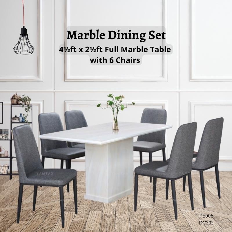 MARBLE Rectangular Dining Table with 6 Chairs / PROMO Marble Dining Set ...