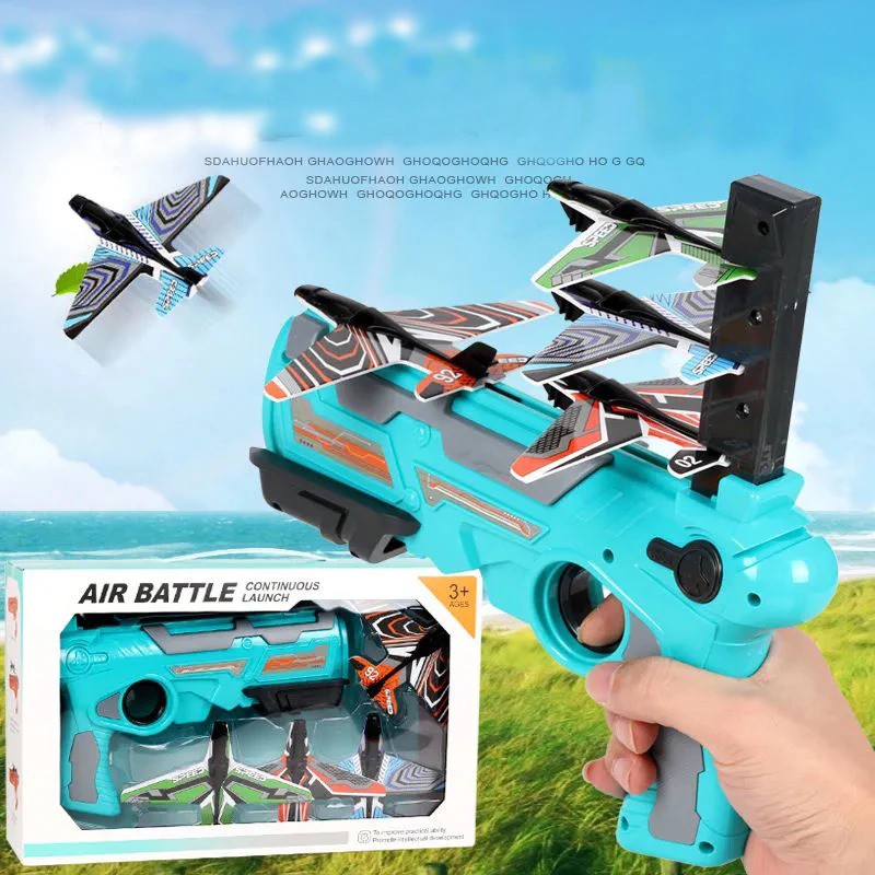 Air Battle Toys Airplane Launcher Continuous Launch Gun 一键弹射泡沫玩具飞机枪 ...