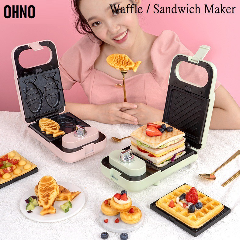 OHNO Electric Sandwich Maker Waffle Maker Mini Grilling Panini Baking Plates Toaster Breakfast Machine For Home House