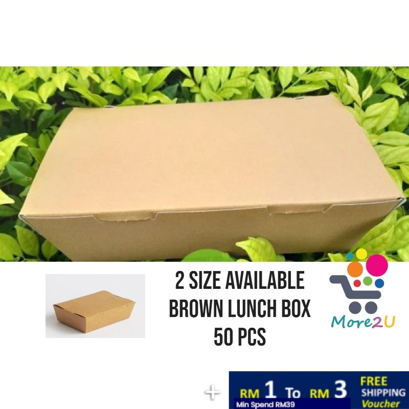 [50 pcs] Brown Paper Lunch Box/Food Grade Paper Lunch Box/ Disposable