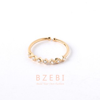 BZEBI Gold Eternity Diamond Ring Zircon Band Adjustable Minimalist Design 27r #3