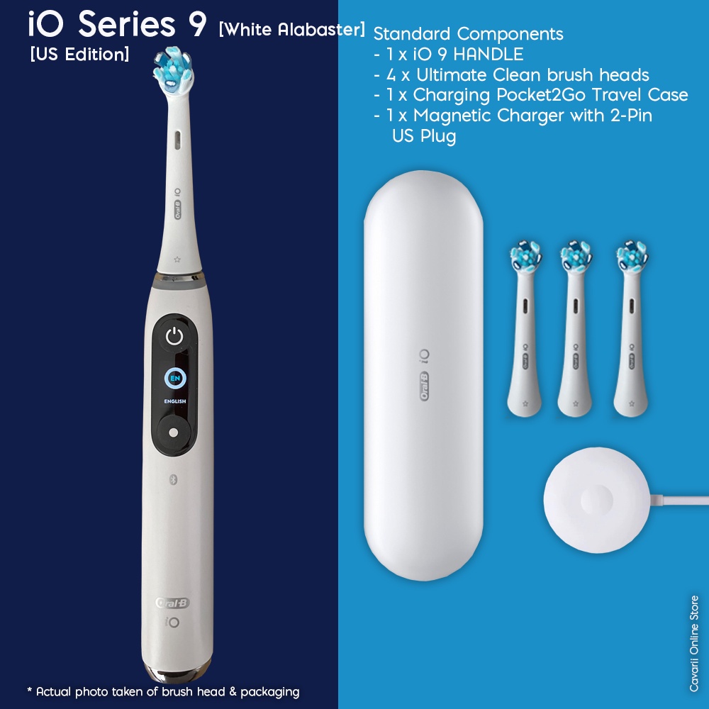 Oral B Io Series Io9 Ultimate Clean White Alabater Electric Toothbrush 4 Brush Heads Charging Travel Case Us Edition Shopee Malaysia