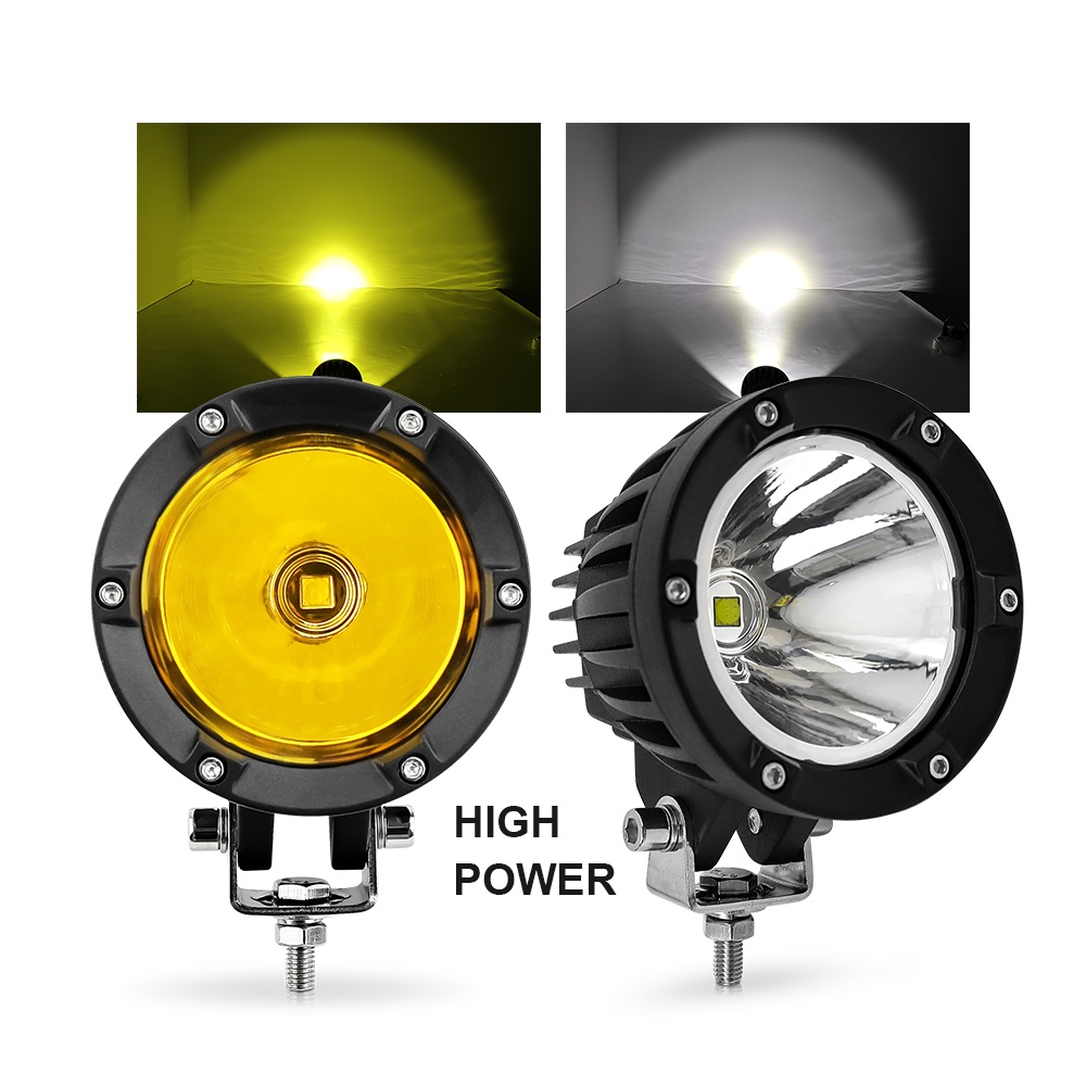 LED Spot Work Light Combo Hi/Lo Motorcycle Headlight Fog Lights Yellow