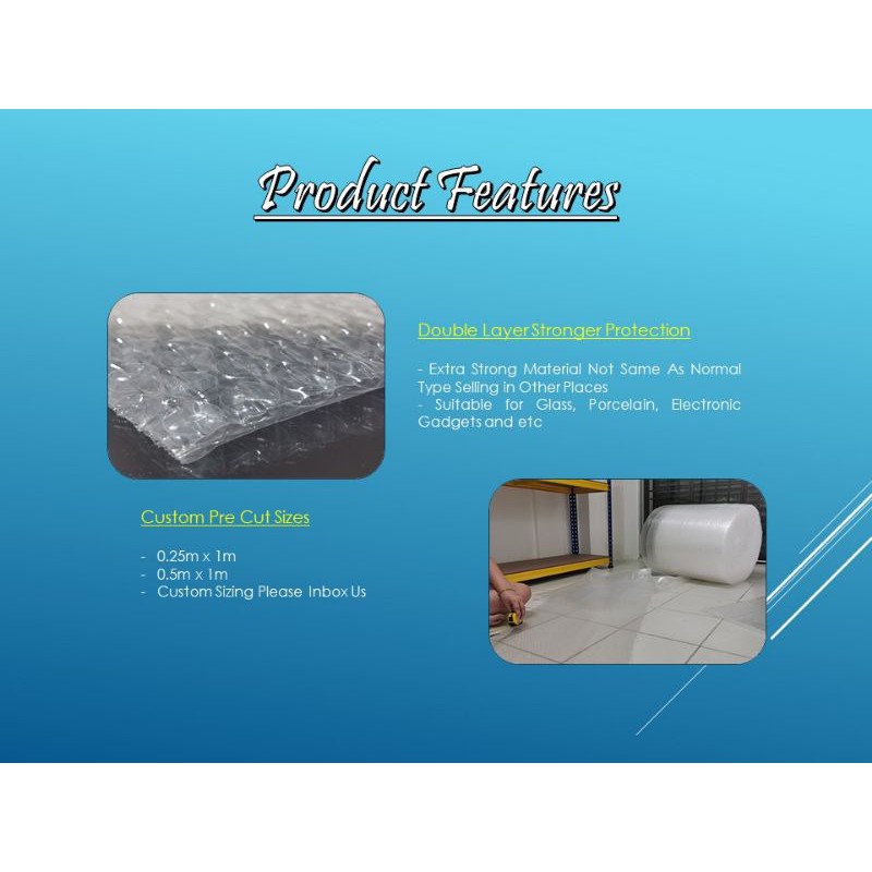 (Ready Stock) Bubble Wrap DOUBLE LAYER 1m Pre Cut Thick Wrapping