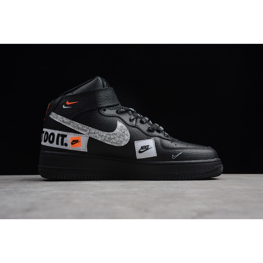 nike air force 1 mid just do it white black orange