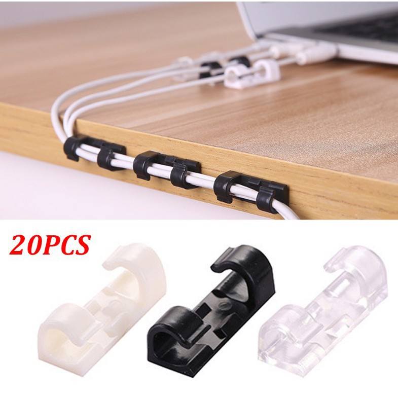 10pc Selfadhesive Cable Clips Desktop Organizer Fixing Clamp Wire Manager Cord Holder Usb