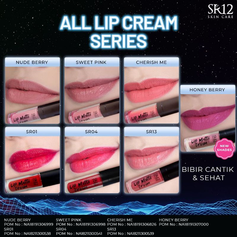 LIP CREAM/LIP MATTE SR12/safe lipstick/NO PARABEN/LIPSTICK BPOM/SOFT BIBIR/LIPSTICK VITAMIN E