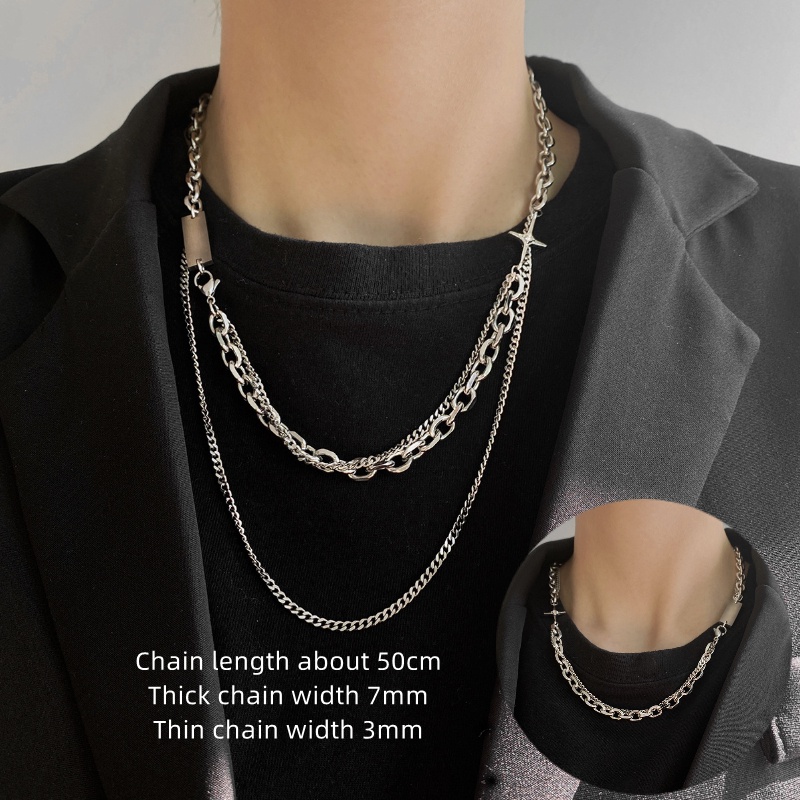 Miss Lady 11 Men Cuba Necklace Hip Hop Style Stainless Steel Titanium Chain Rantai Leher Lelaki Steel Fashion Collection Shopee Malaysia