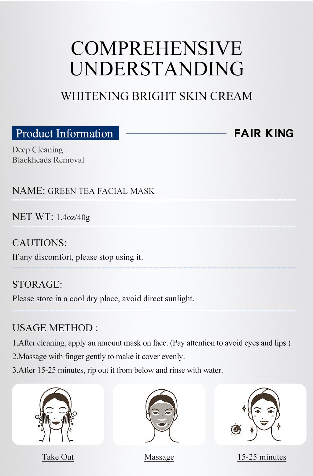 FAIR KING Green Tea Blackhead Removal Firming Skin Moisturizing Muscle