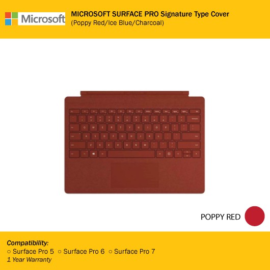 Microsoft Surface Pro Signature Type Cover Poppy Red Ice Blue Charcoal Shopee Malaysia