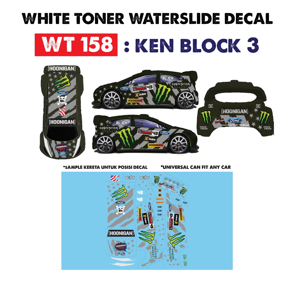 JC-9168 White Toner Waterslide Decal > Kenblock Toyo > Custom 1:64 Hot Wheels 