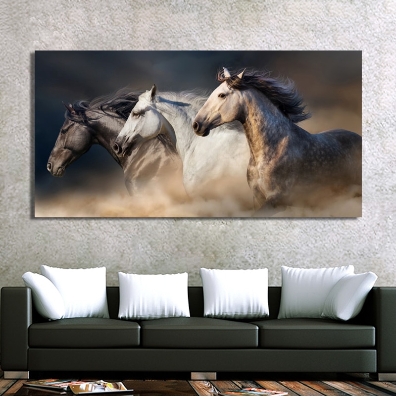 Three Running Horses Canvas Art Animals Wall Art Poster Pictures For Living Room Home Decor Cuadros Wall Canvas Print Paintings Shopee Malaysia