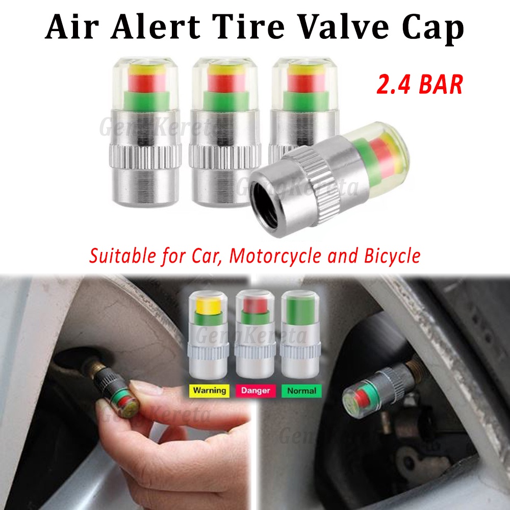 4 Car Tire Pressure Monitor Valve Stem Caps Sensor 3 Color Indicator
