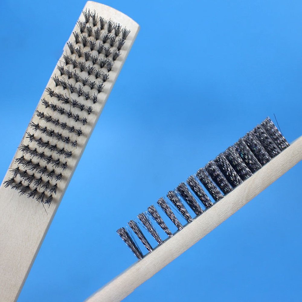 Wire Brushes 200mm Wood Handle Screw Thread Brush Stainless Steel Wire